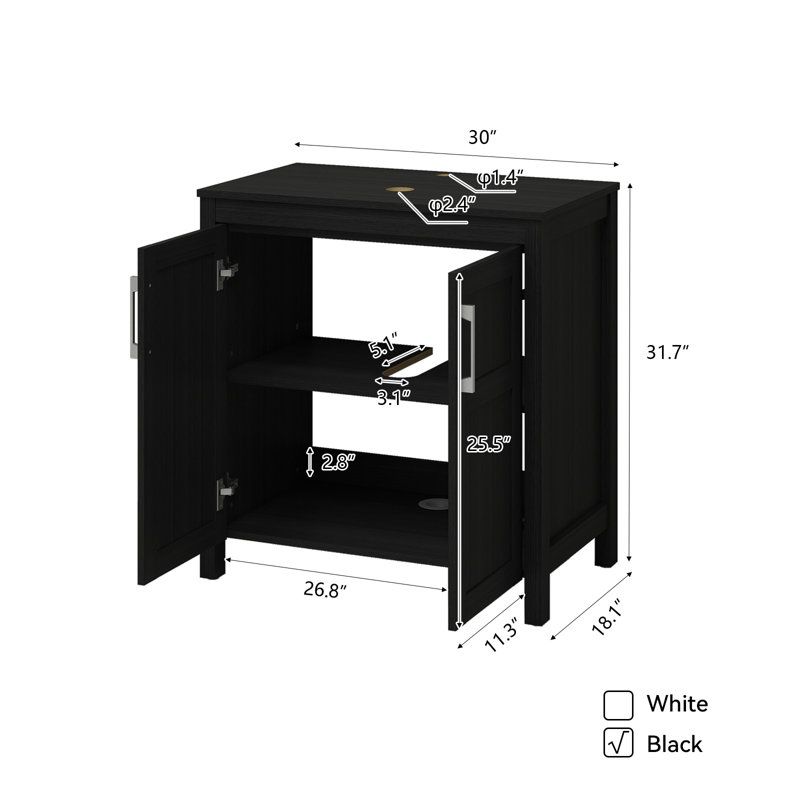 Meuble-lavabo avec lavabo bol 30 po Warde, 30", Black, Black