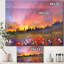 «Sunset Meadow Landscape, Poppy Dandelion and Daisy», reproduction d'art sur toile-55633250-55633256