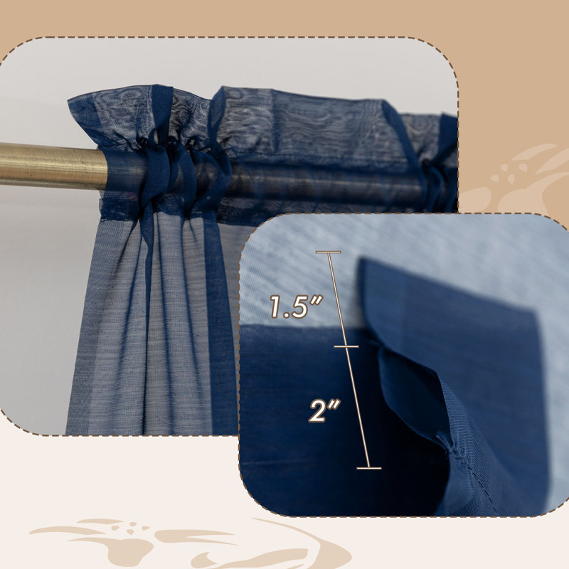 Voilage avec passe-tringle Voile, L 42 po x L 84 po, Marine