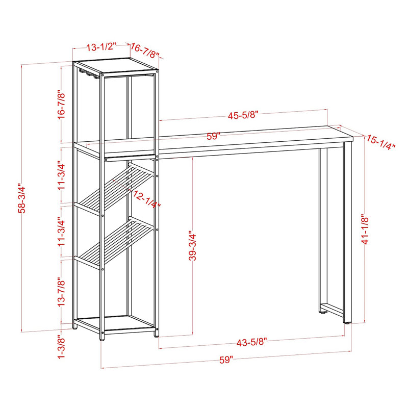 Hanneke 59 " L Steel Bar Cabinet
