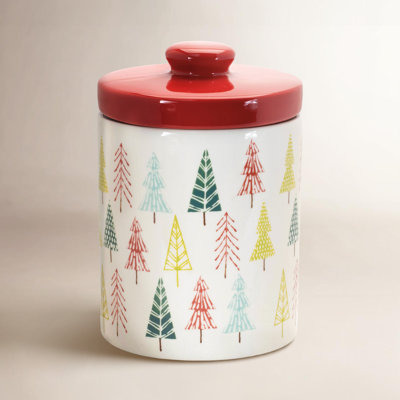 Ceramic Pine Tree Print Cookie Jar