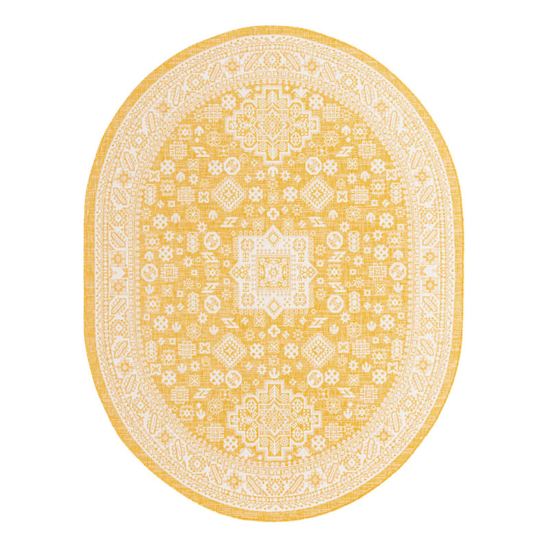 Tapis intérieur / extérieur brun Anaruth, Ovale 7 pi 10 po x 10 pi