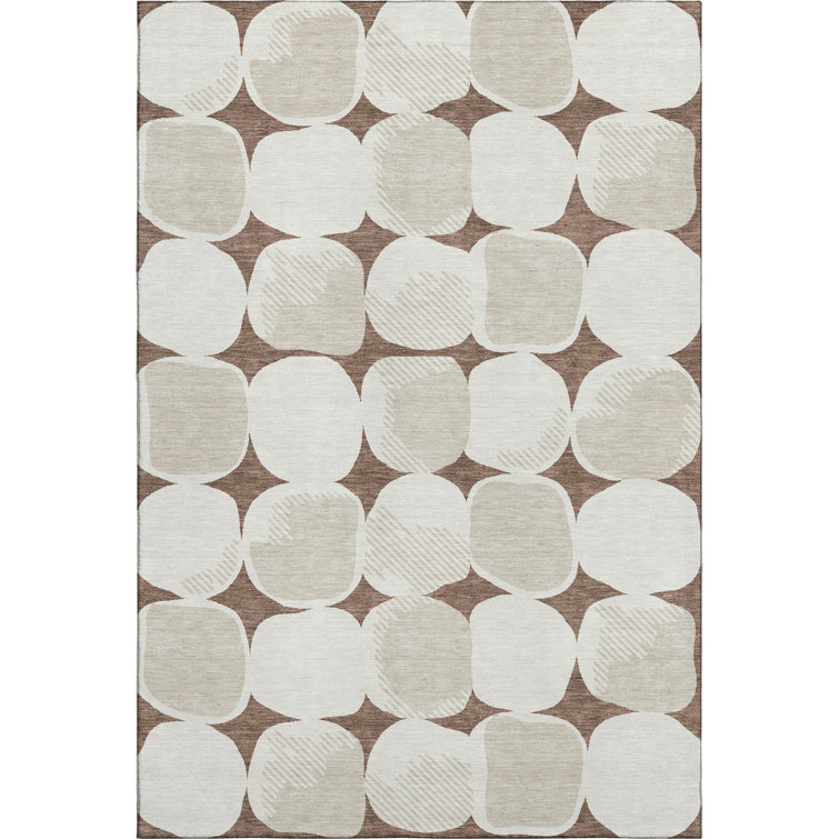 Premium Machine Washable Prisco Brown Rug