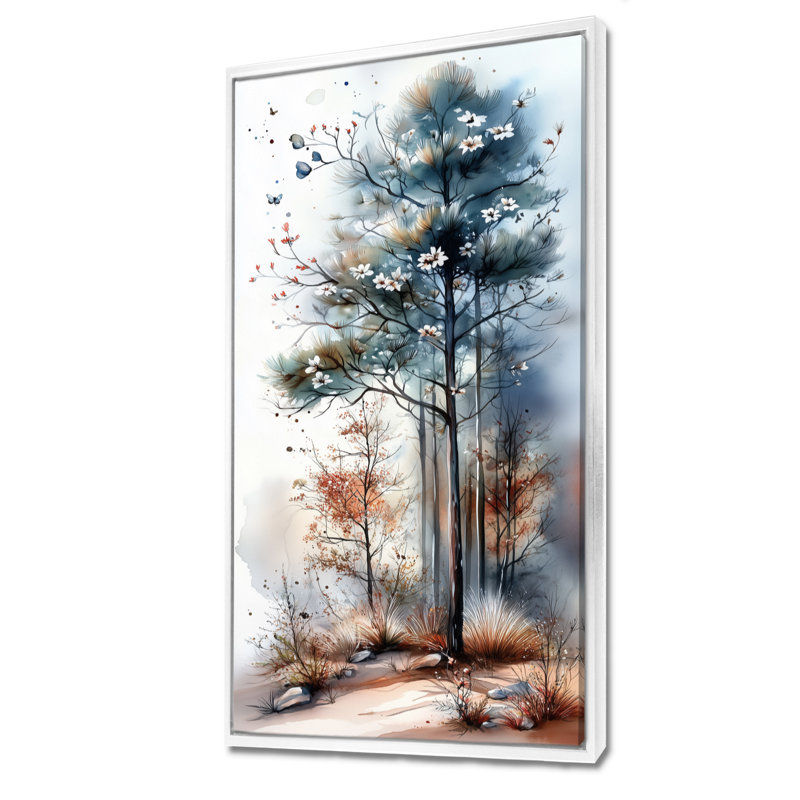 «Blue Brown Lemuel I», reproduction d'art sur toile encadrée pin, H 40 po x l 20 po, White Floater Framed