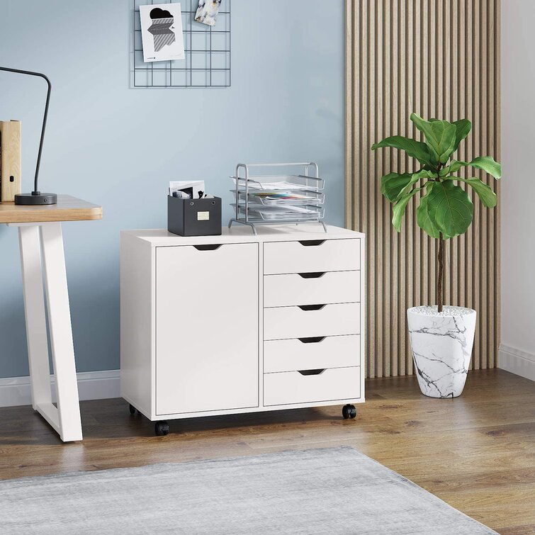 Cabinet with 4 white drawers with prints - Mobili Rebecca