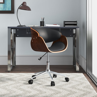 Chaise de bureau en similicuir de style Mid-Century