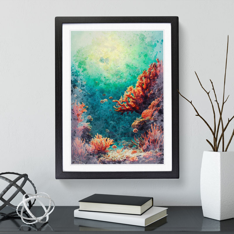 Beautiful Coral Reef - Single Picture Frame Print, 46cm H x 34cm W x 2cm D, Black Framed