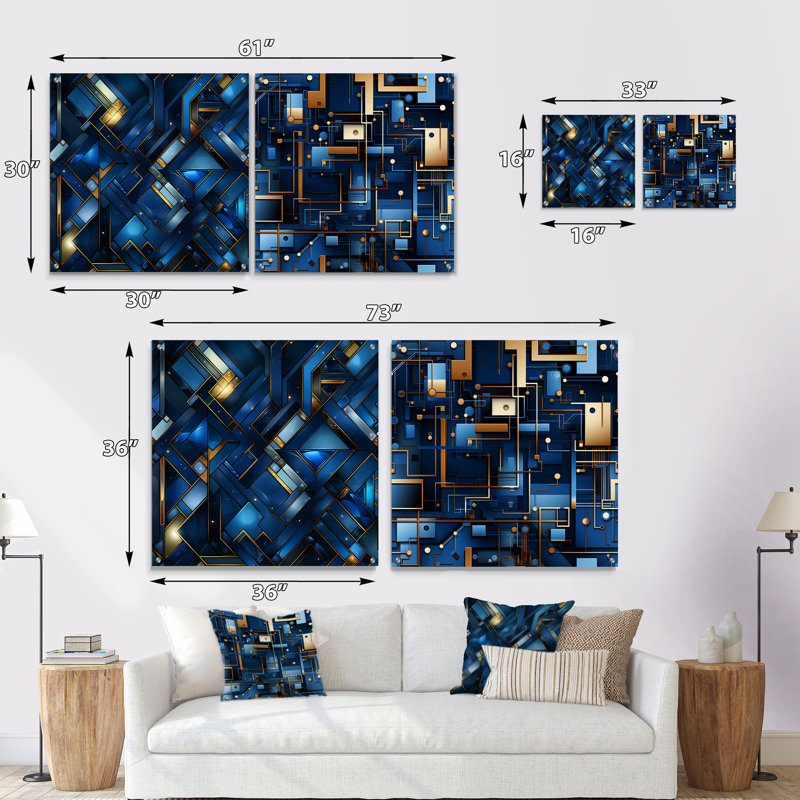 Corvetta - Ensemble de 2 verres muraux abstraits géométriques en acrylique, H 36 po x l 73 po