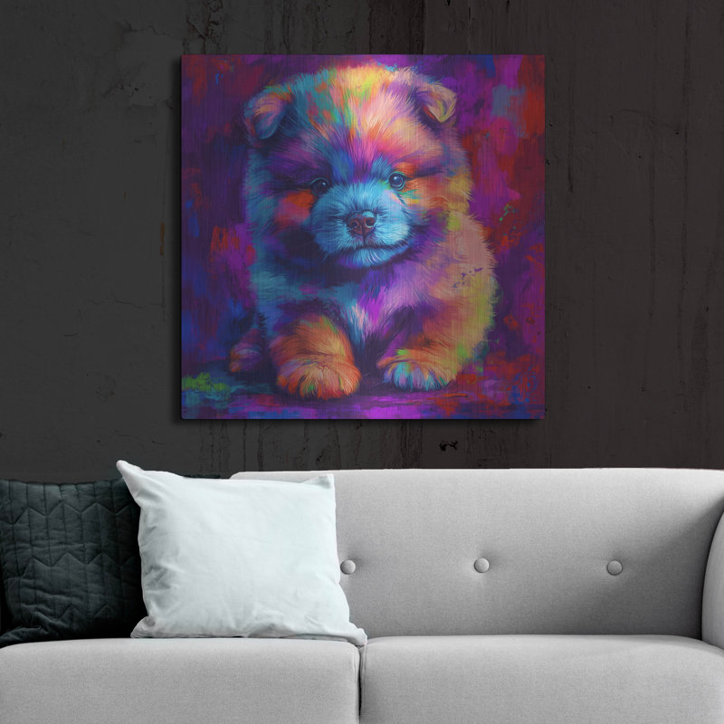  «Woof Chow Chow» par Rich Monet, art mural en métal, 36 po x 36 po, H 36 po x l 36 po