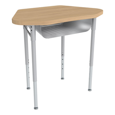 Bureau d'étudiant ouvert hexagonal à hauteur ajustable avec plateau en stratifié et boîte à livres perforée - Maison, bureau et salle de classe