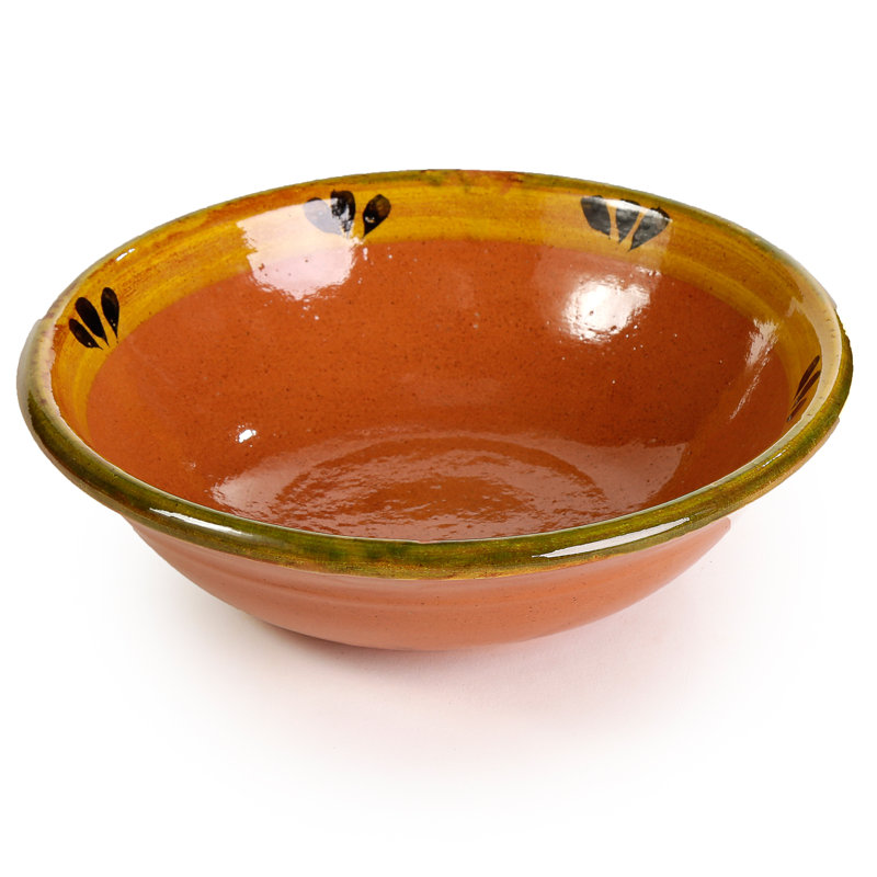 Ancienne batterie de cuisine, bol à soupe en argile mexicain, motif trèfle, 20 onces