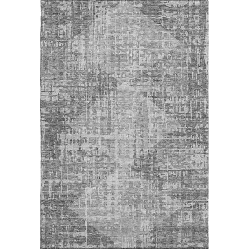 Premium Machine Washable Mayfield Geometric Rug, Gray, 8' x 10'
