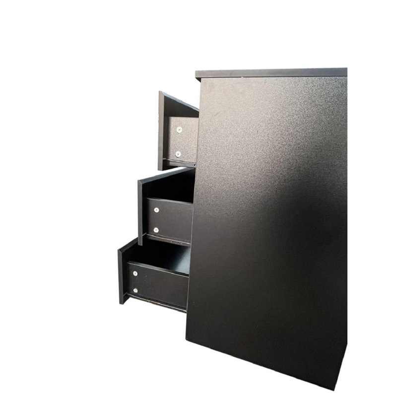 Commode double 6 tiroirs l 55,19 po, Noir