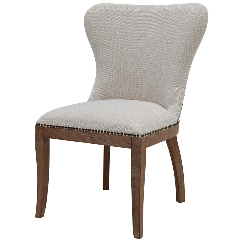 Dawley 20'' H Upholstered Side Chair, Cardiff Cream fabric , Brown
