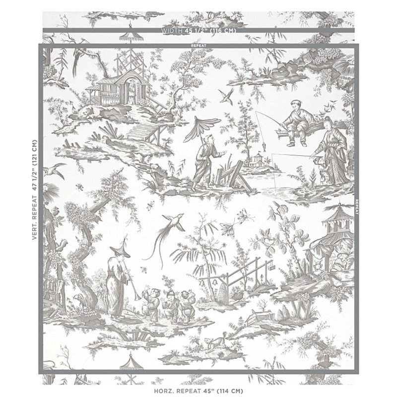Shengyou Toile Wallpaper, Gray