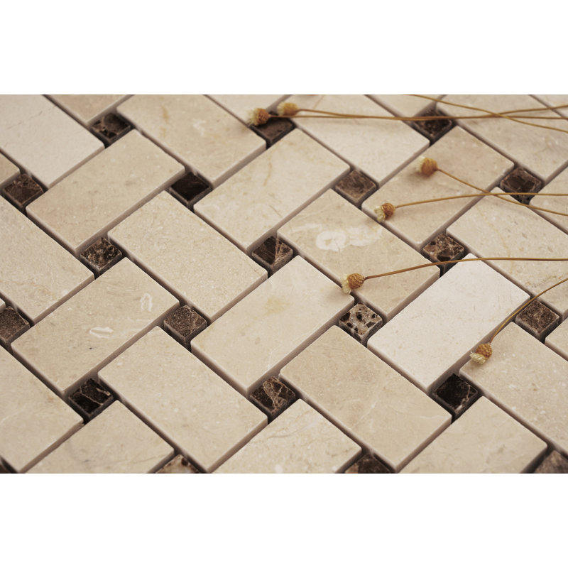 Carreau de mosaïque en marbre 1 po x 2 po, Beige