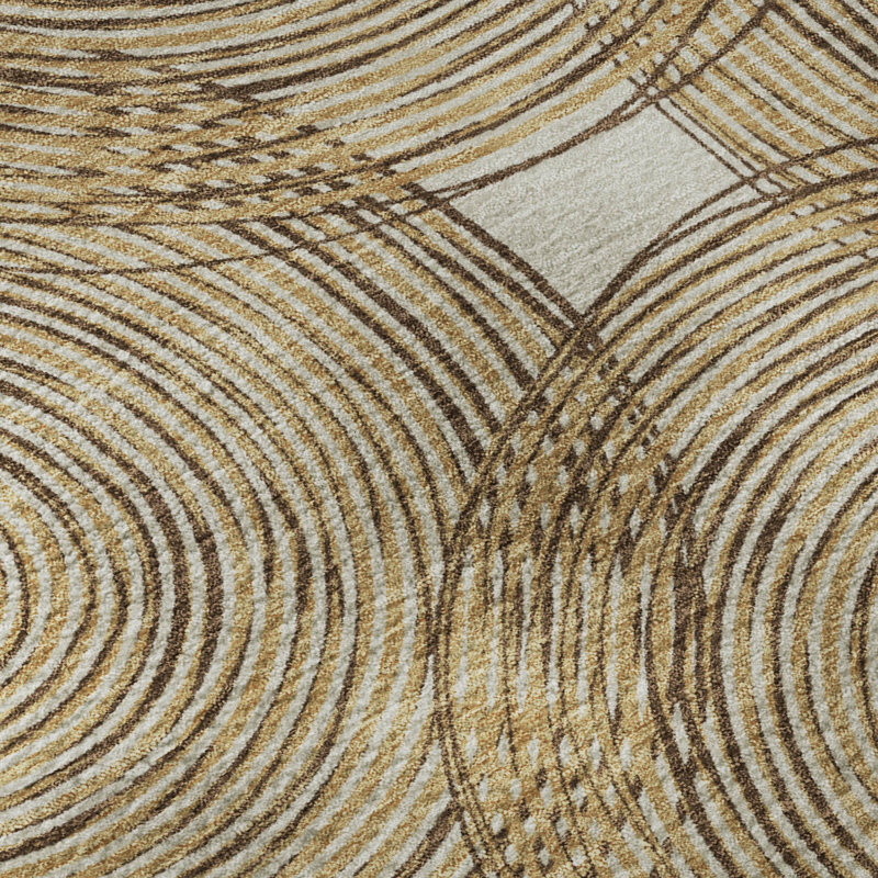 Tapis géométrique Premium lavable à la machine Villers, Doré, 9 pi x 12 pi