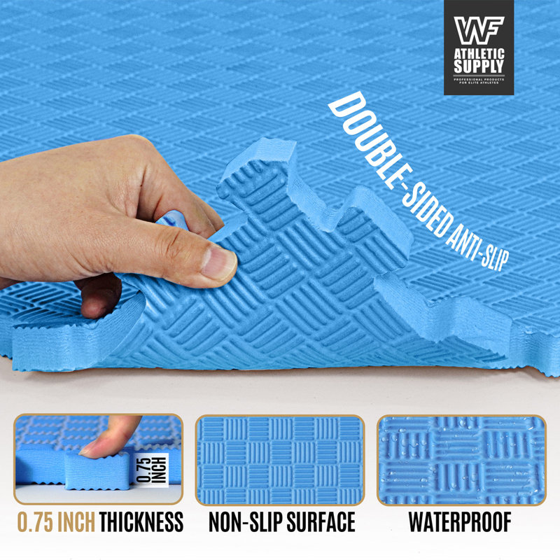 Blue EVA Foam Interlocking Gym Floor Tiles, 24" x 24"