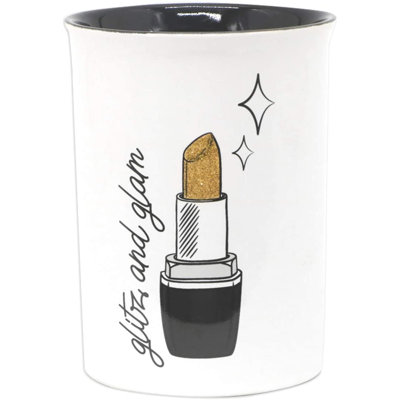 Porte-pinceau de maquillage / organisateur de soins de la peau blanc (rouge à lèvres), décoration de salle de bain / tasse de rangement pour meuble-lavabo. Designs mignons pour la brosse à dents, les bijoux, les supports de bureau pour le bureau perso