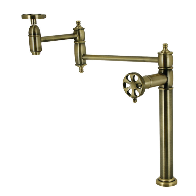 Robinet remplisseur à fixation sur plateau à deux poignées à 1 trou Kingston Brass Kingston, Laiton antique