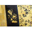 Tapis noir antique, ivoire, beige, crème, floral, chinois antique des années 1920