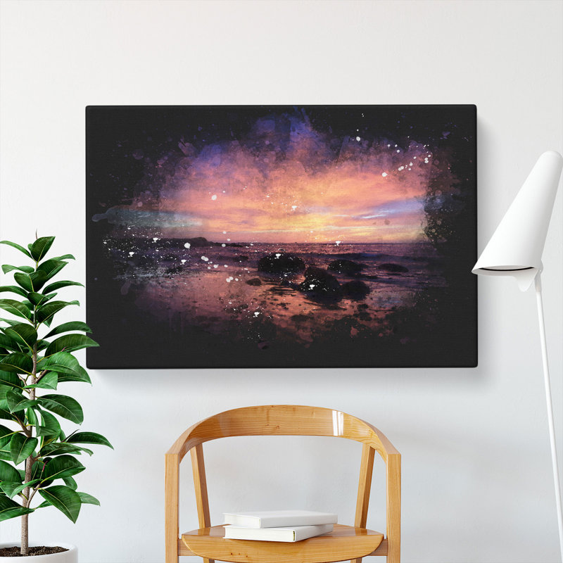 Purple Beach Sunset - Wrapped Canvas, 40cm H x 60cm W x 3cm D
