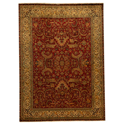 High-Quality Hand-Knotted Wine And Cream Area Rug