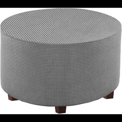 Housse de protection ronde pour repose-pieds en mélange de polyester avec repose-pieds extensible et tissu de jacquard texturé lavable à la machine