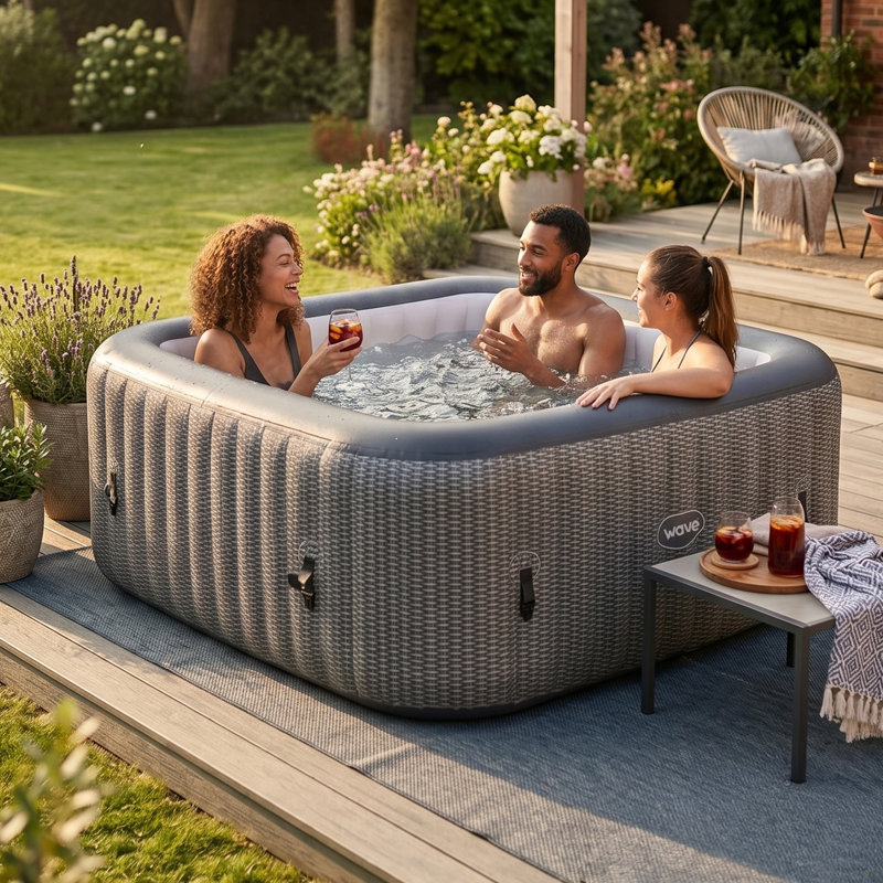 Latitude Run Alitta Polyvinyl Chloride (PVC) Round Inflatable Hot Tub in Gray