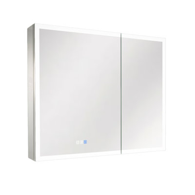 30" H Recessed & Surface Mount LED Lighted Bathroom Medicine Cabinet with Mirror, Defogger, Dimmer, and Adjustable Glass Shelves