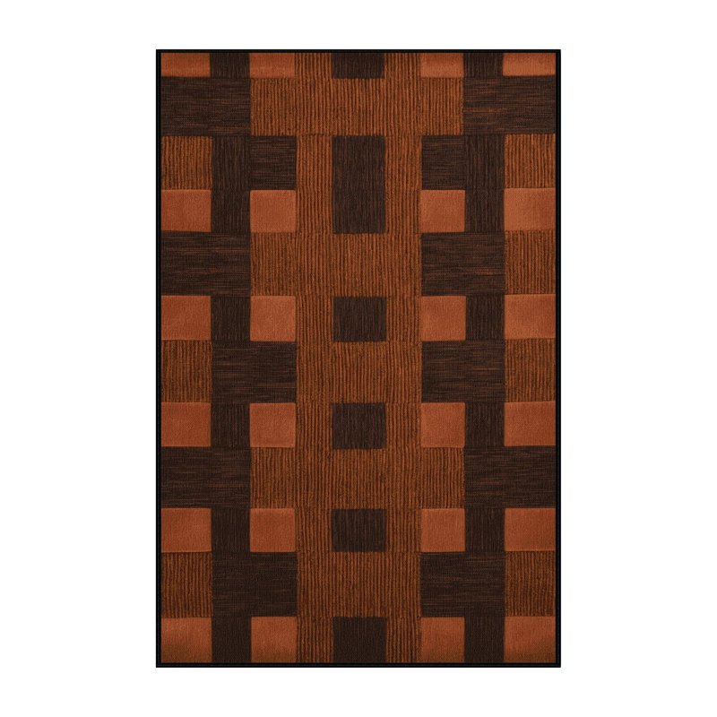 Machine Washable Checkered Black Area Rug, Rectangle 6' x 9'