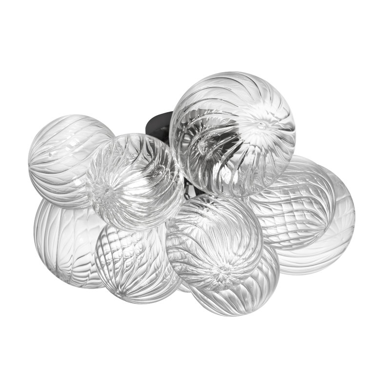 Lacorya 3 Light Flush Mount - Clear Spiral Glass, Matte Black