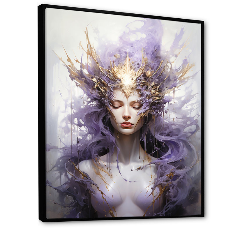 «Woman Meditation Mind» sur impression sur toile, Cadre flottant noir, H 32 po x l 16 po