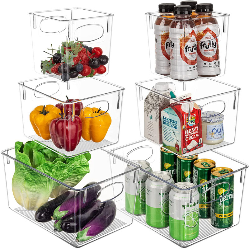 Sorbus 6 Piece Variety Pack Clear Acrylic Kitchen, Pantry, and Fridge Storage Bins