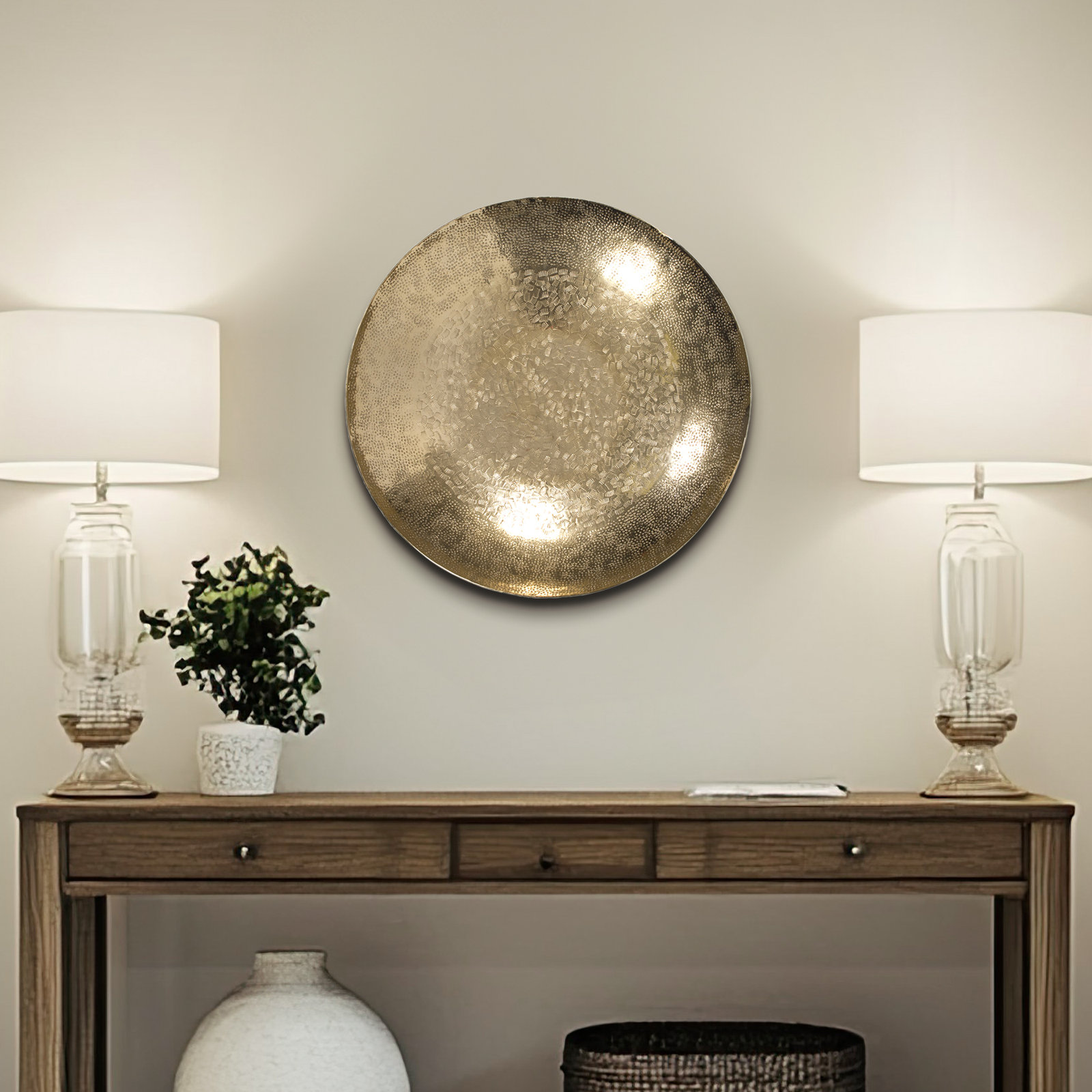 Fontana Decorative Bowl, 3" H x 17" W x 17" D, Gold