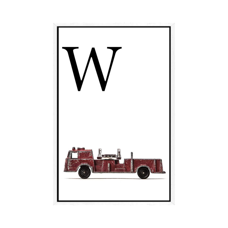 W Fire Engine Letter - Print on Canvas, 101.6 cm H x 66.04 cm W, White Framed