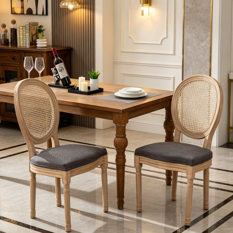 Amando 19.7'' H Upholstered Side Chair, Gray, Oak Wood
