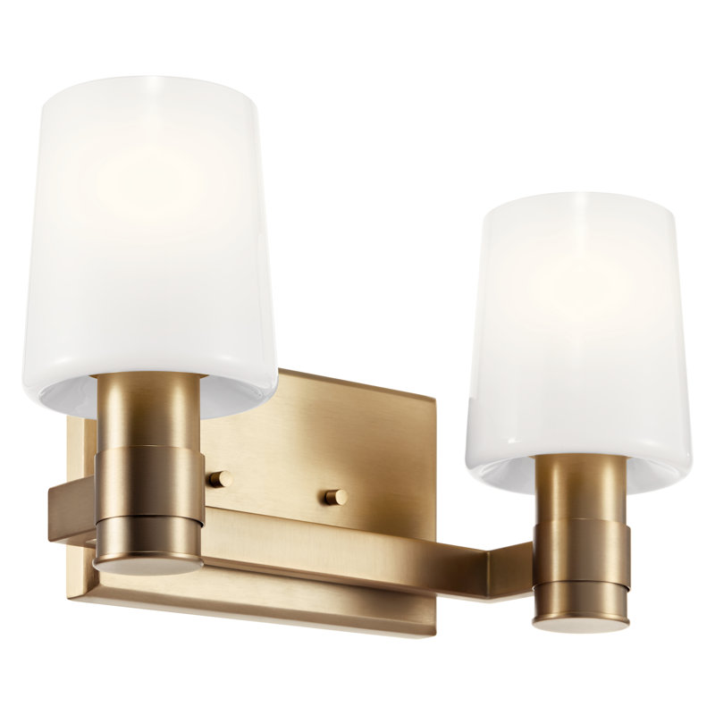 Champagne Bronze Modern 2-Light Vanity with Opal Glass