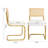 Set of 2 Armless Rattan Dining Chairs, Soft Teddy Fleece Upholstered Kitchen Chairs with Woven Back & Sturdy Gold Metal Legs - Space-Saving Seating for Dining Room, Breakfast Nook & Restaurant, White-304931876-291651465