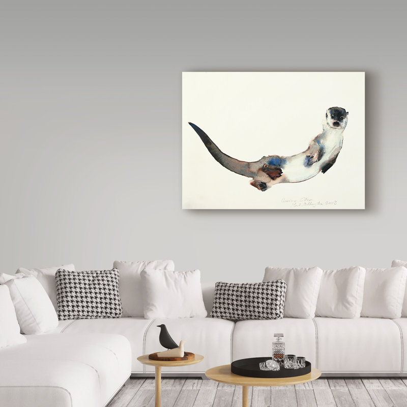 «Curious Otter» par Tellico, reproduction d'art sur toile tendue, H 14 po x l 19 po x P 2 po