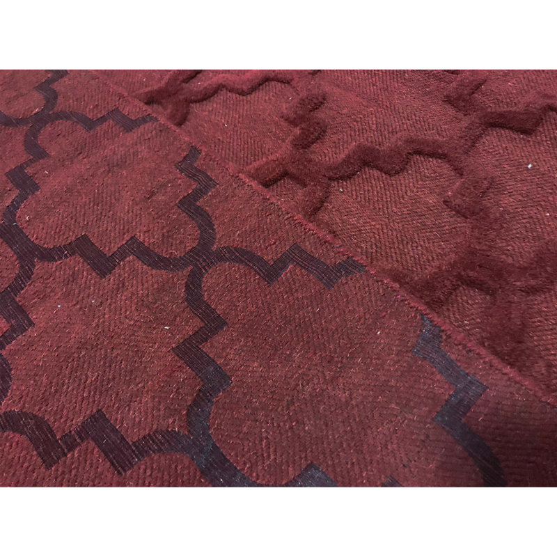 Wool Geometric Area Rug in Rust, Rectangle 5'9" x 8'9"