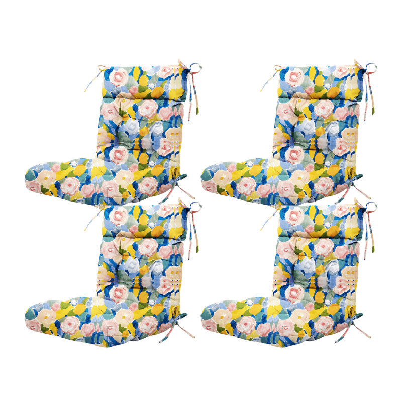 Outdoor Chair Cushion,tufted Adirondack Patio Chair Cushion,wicker High Back Outdoor Seat Cushion,set Of 4,44" L X 21" W X 4" H (4 Pack),floral