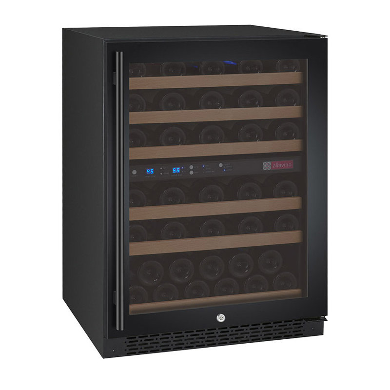 Allavino FlexCount Series 56 Bottle Dual Zone Built-in Wine Cooler Refrigerator with Black Door - Right Hinge
