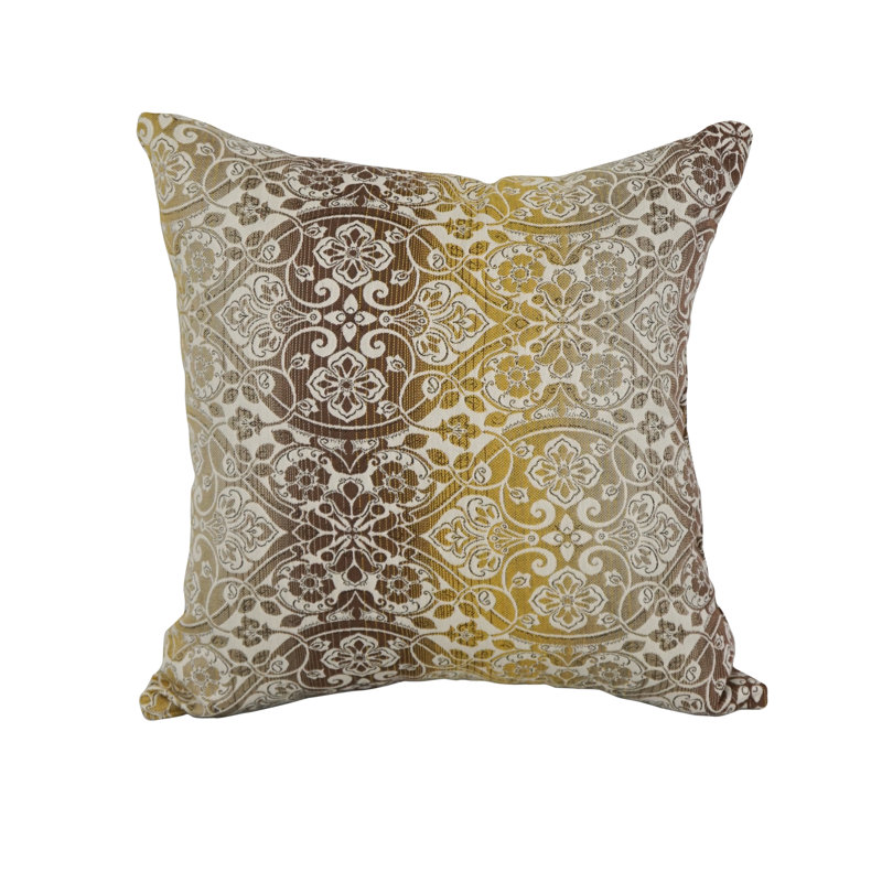 Housse et insert de coussin carré extérieur Premium Premium Jacquard, Brun clair / Jaune