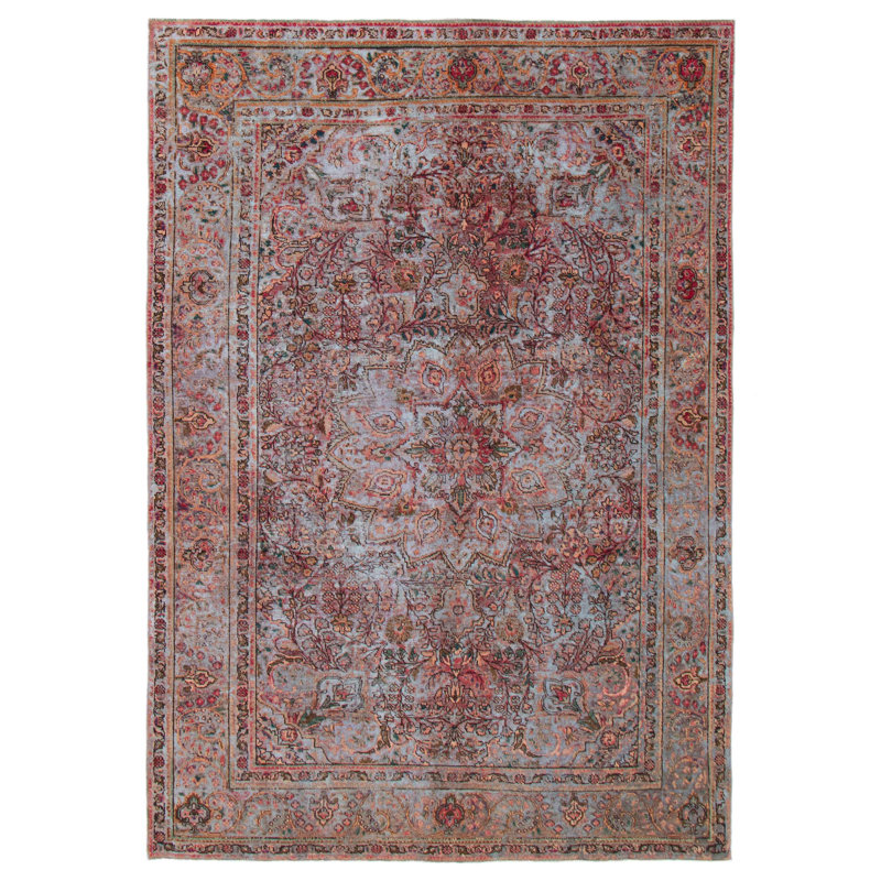 Tapis unique en laine 6 pi 9 po x 9 pi 10 po bleu Karmyn