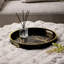 Ayce 2 piece Glass Decoration Tray for Living Room Decor, Round Black & Gold Serving Tray for Tabletop