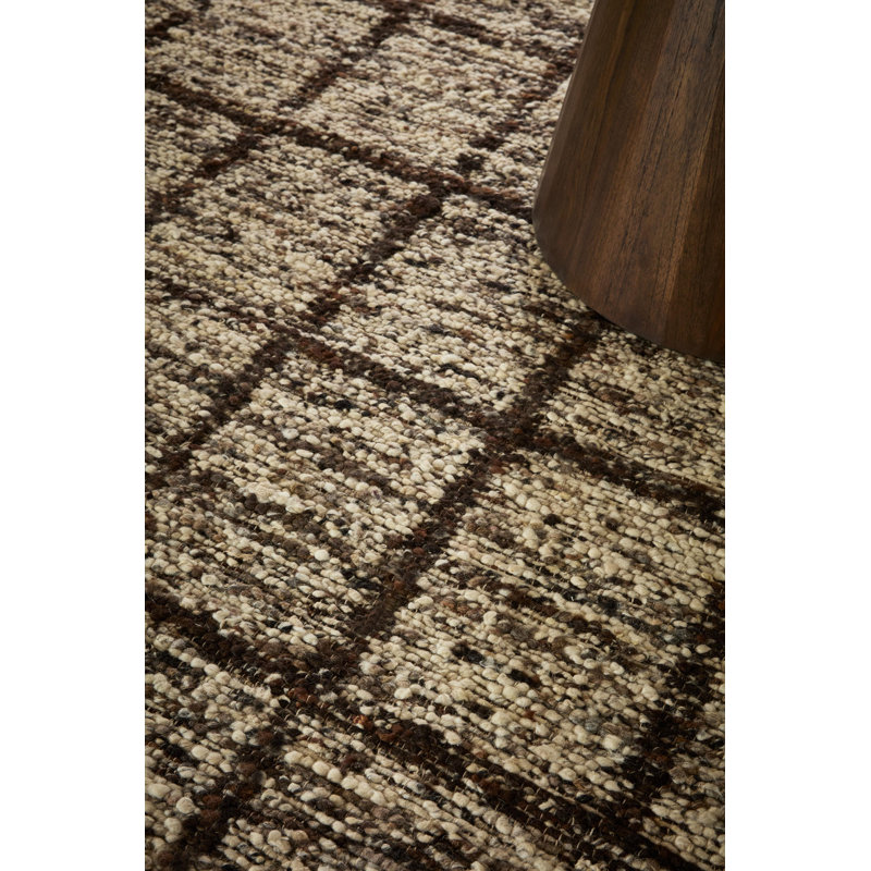 Wool Geometric Area Rug in Brown, Rectangle 4'7" x 6'7"