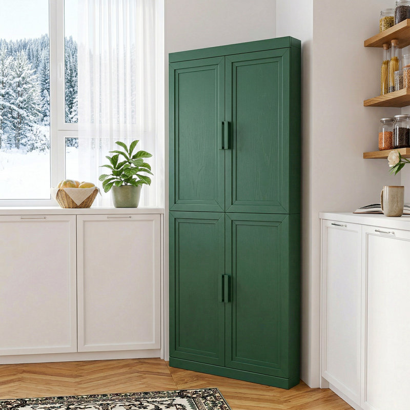 Corner Accent Cabinet with Doors and Adjustable Shelves Wine Cabinet for Living Room Dining Room, 72" H x 31" W x 16" D