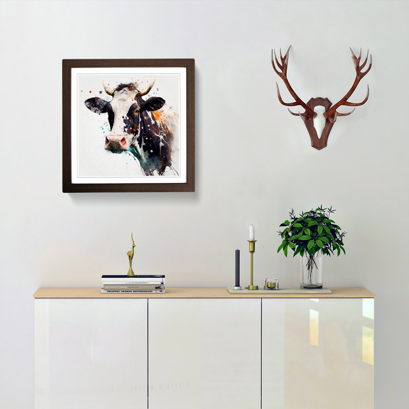 Cow Splatter Art - Framed Print, Walnut