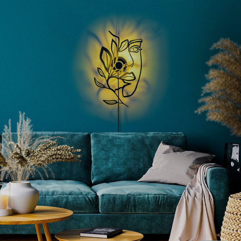 Elegant Black Metal Wall Lamp, 13.4 x 21.3 x 3.5 inches | 100% Metal, 40W | 6.6 ft Cable with On/Off Switch | Versatile and Stylish Lighting for Living Room, Bedroom, & Office, IP20 Rated